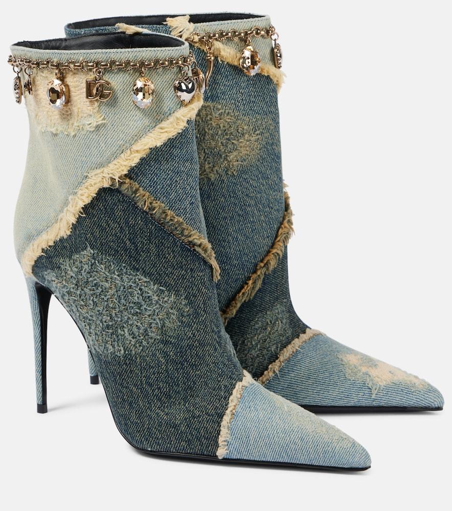 dolce & gabbana embellished denim ankle boots