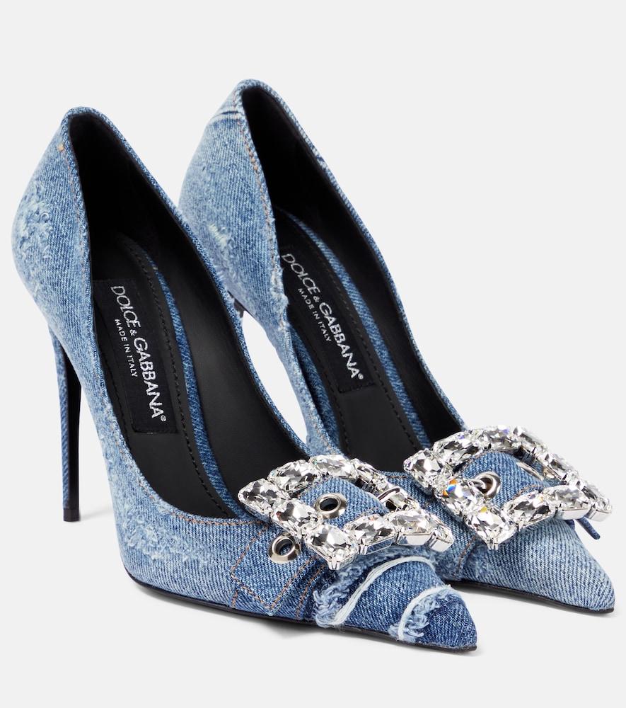 dolce & gabbana embellished denim pumps