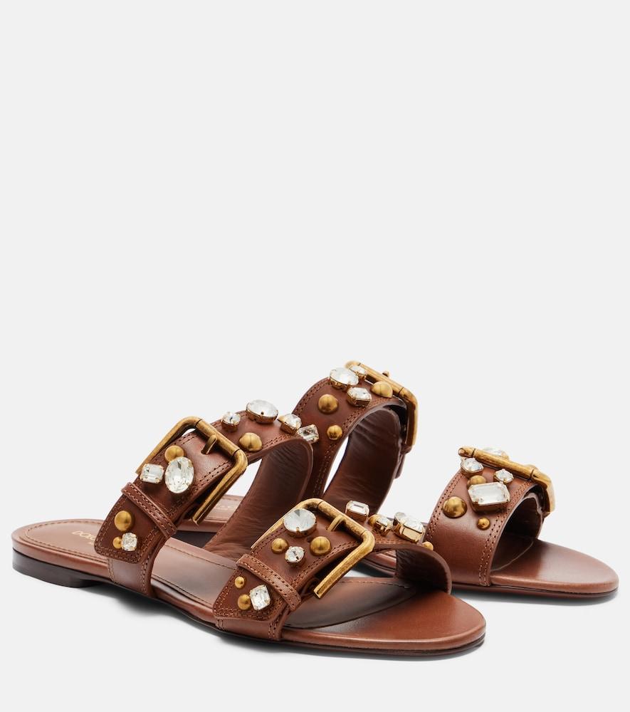 dolce & gabbana embellished leather sandals