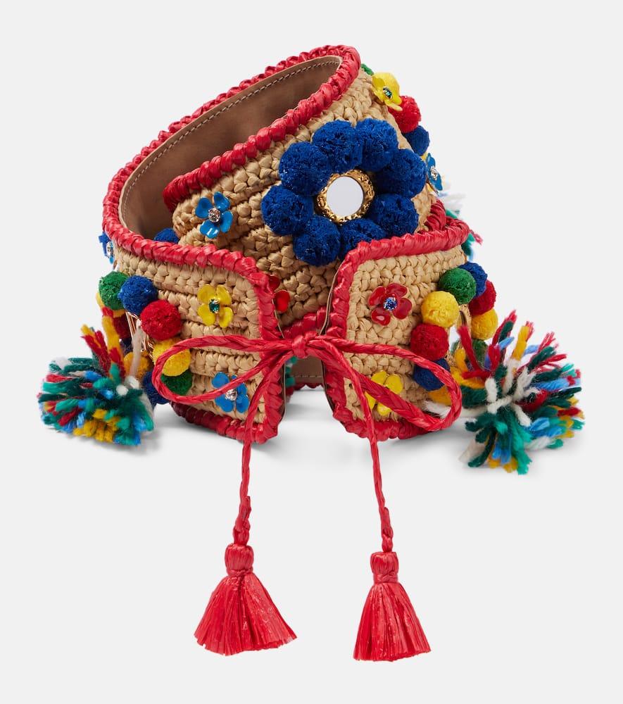dolce & gabbana embellished raffia belt