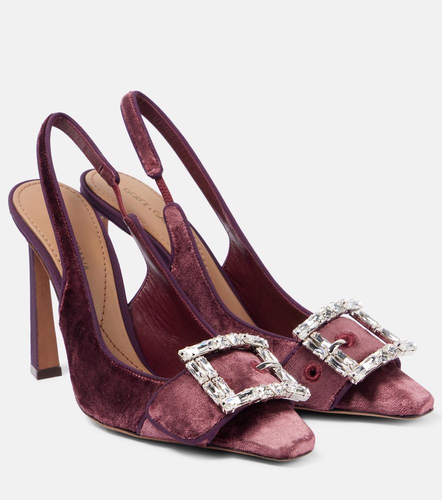 dolce & gabbana embellished velvet slingback pumps