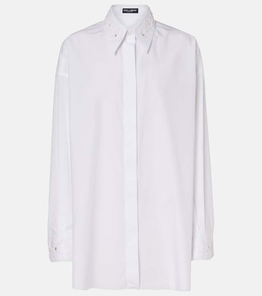 dolce & gabbana embroidered cotton poplin shirt