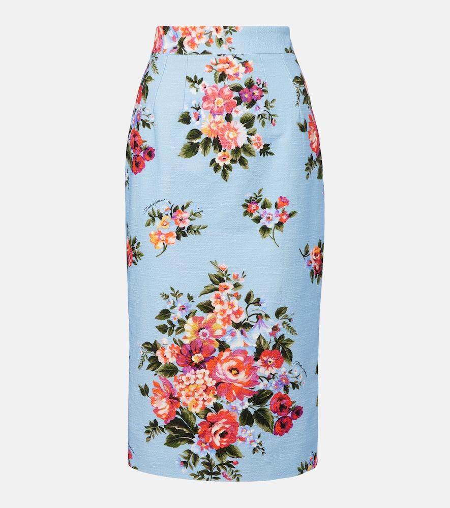 dolce & gabbana floral cotton pencil skirt