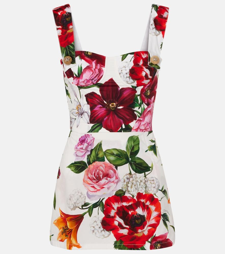 dolce & gabbana floral cotton poplin bustier dress