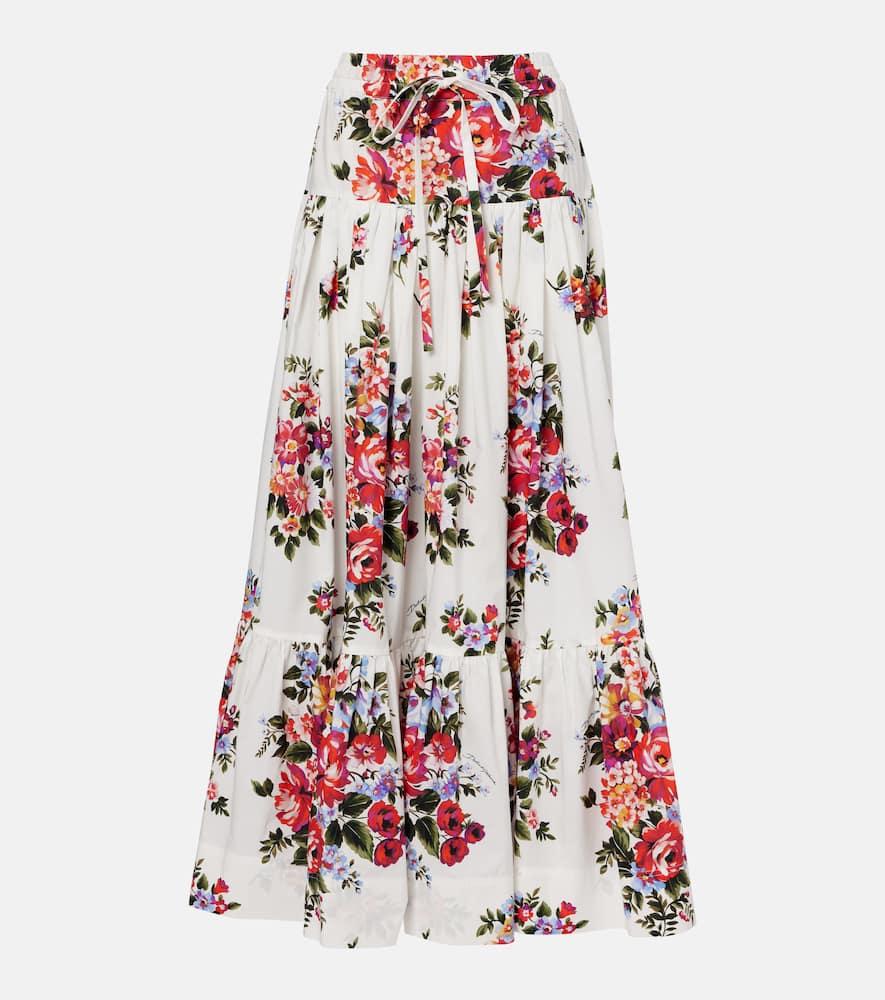 dolce & gabbana floral cotton poplin maxi skirt