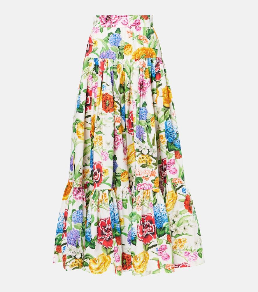 dolce & gabbana floral cotton poplin maxi skirt
