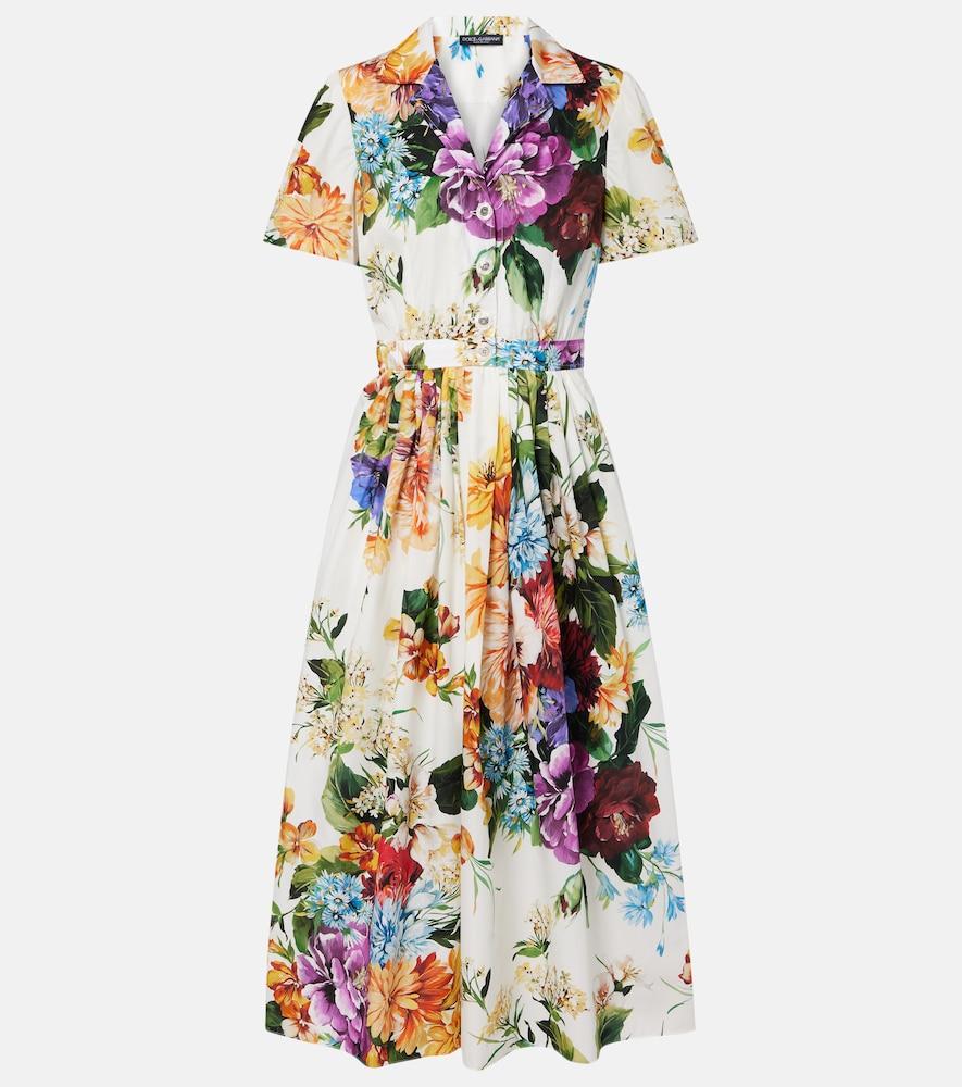 dolce & gabbana floral cotton poplin shirt dress