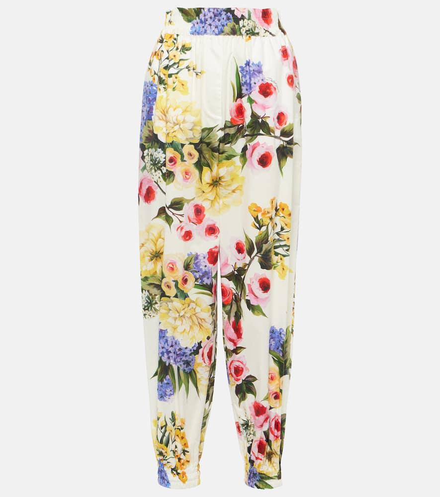 dolce & gabbana floral cotton poplin tapered pants