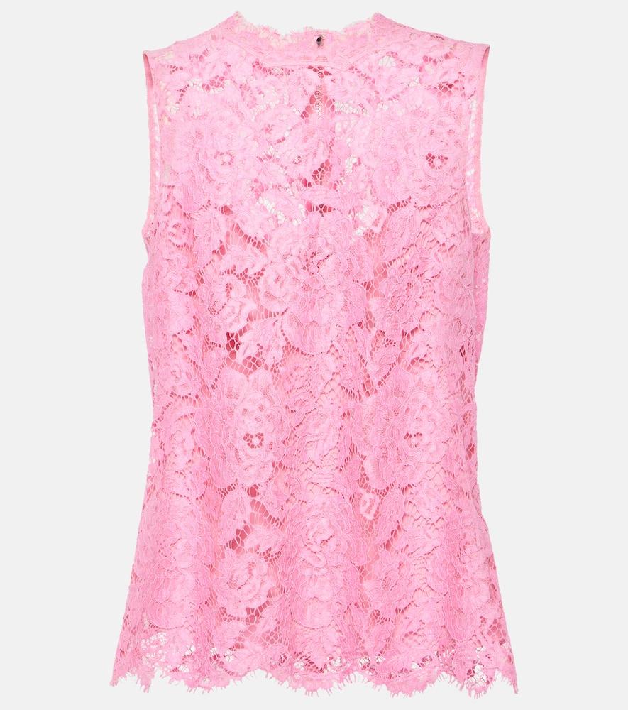 dolce & gabbana floral crepe de chine lace top