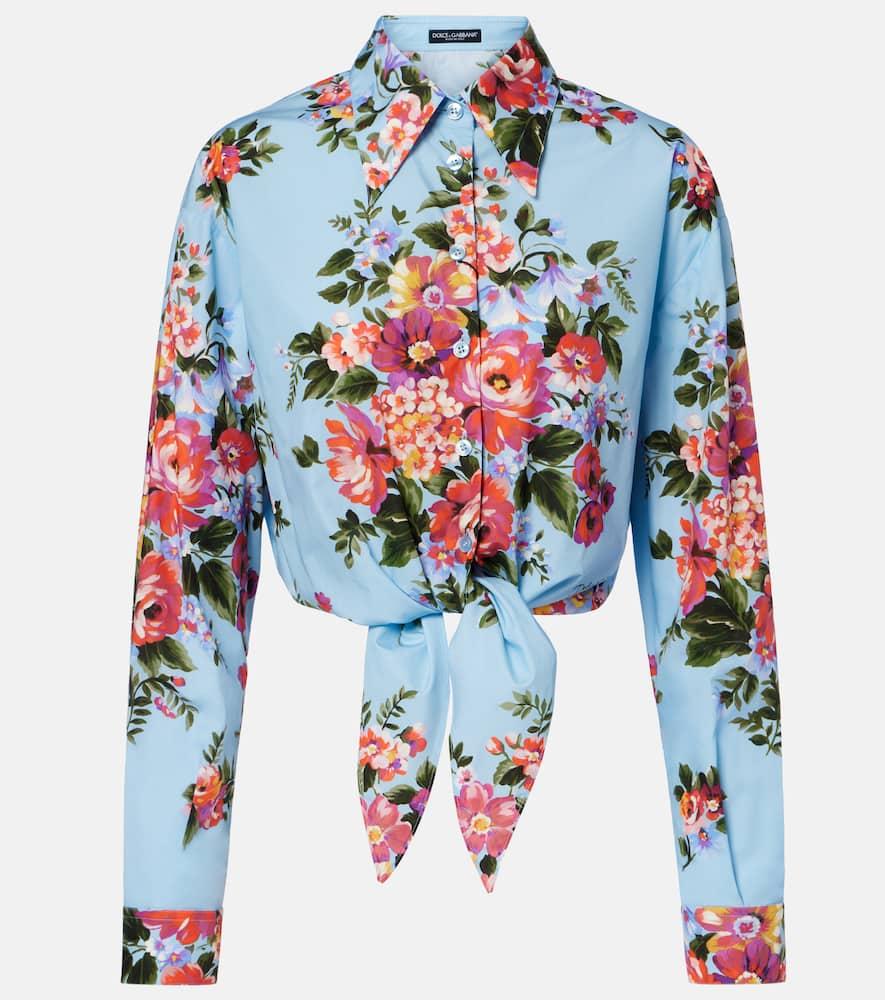 dolce & gabbana floral cropped cotton shirt