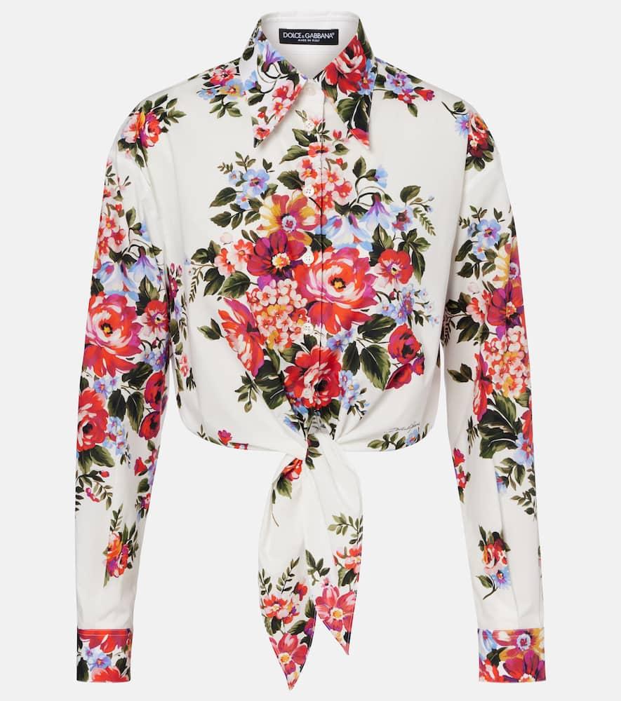 dolce & gabbana floral cropped cotton shirt