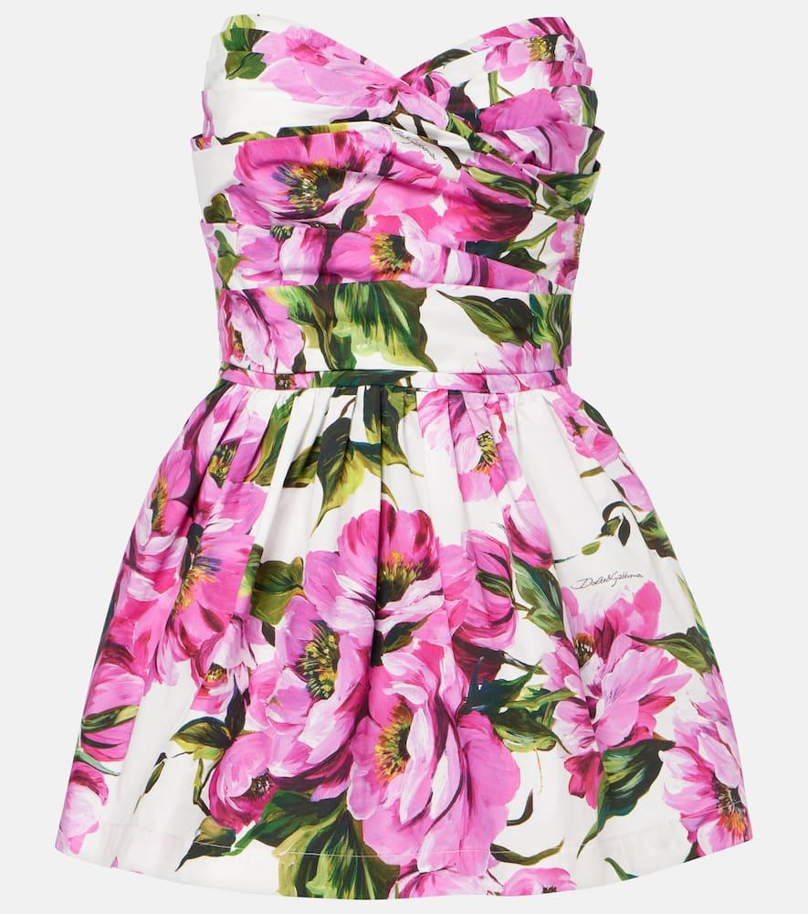dolce & gabbana floral pleated cotton minidress