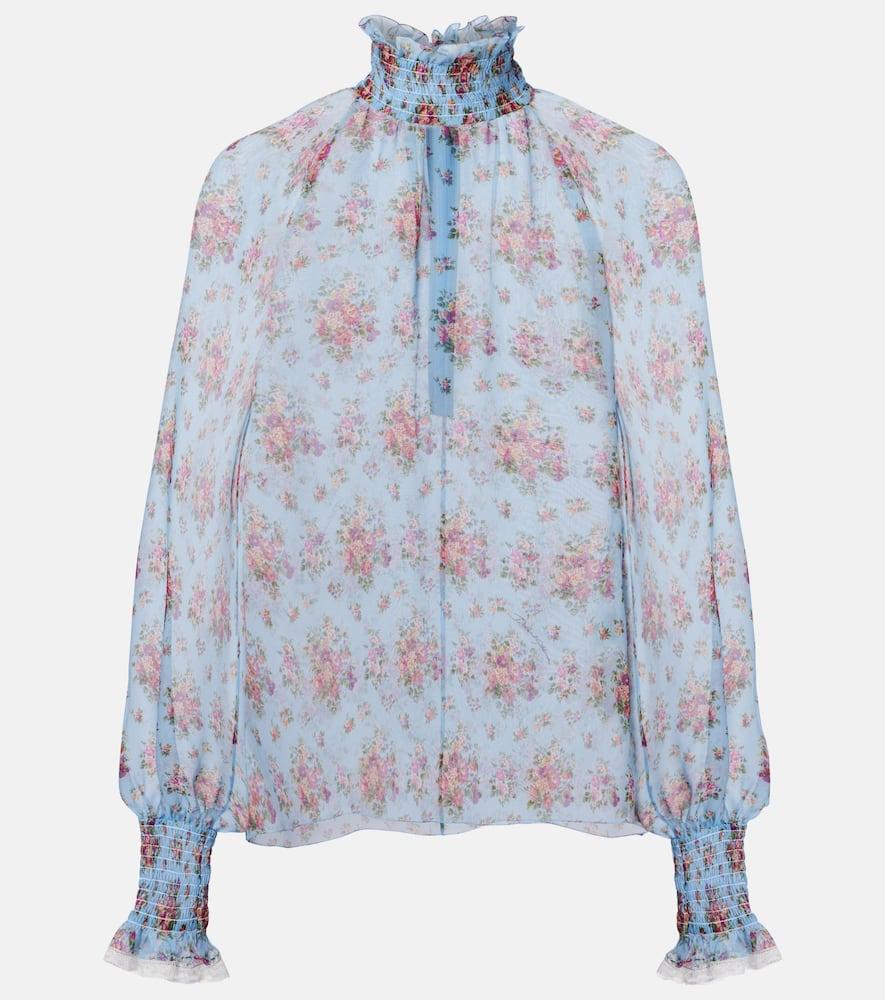 dolce & gabbana floral ruffled silk and cotton blouse