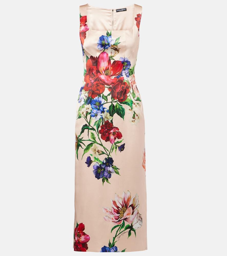 dolce & gabbana floral satin midi dress