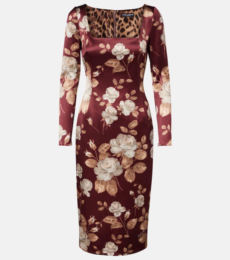 dolce & gabbana floral satin midi dress