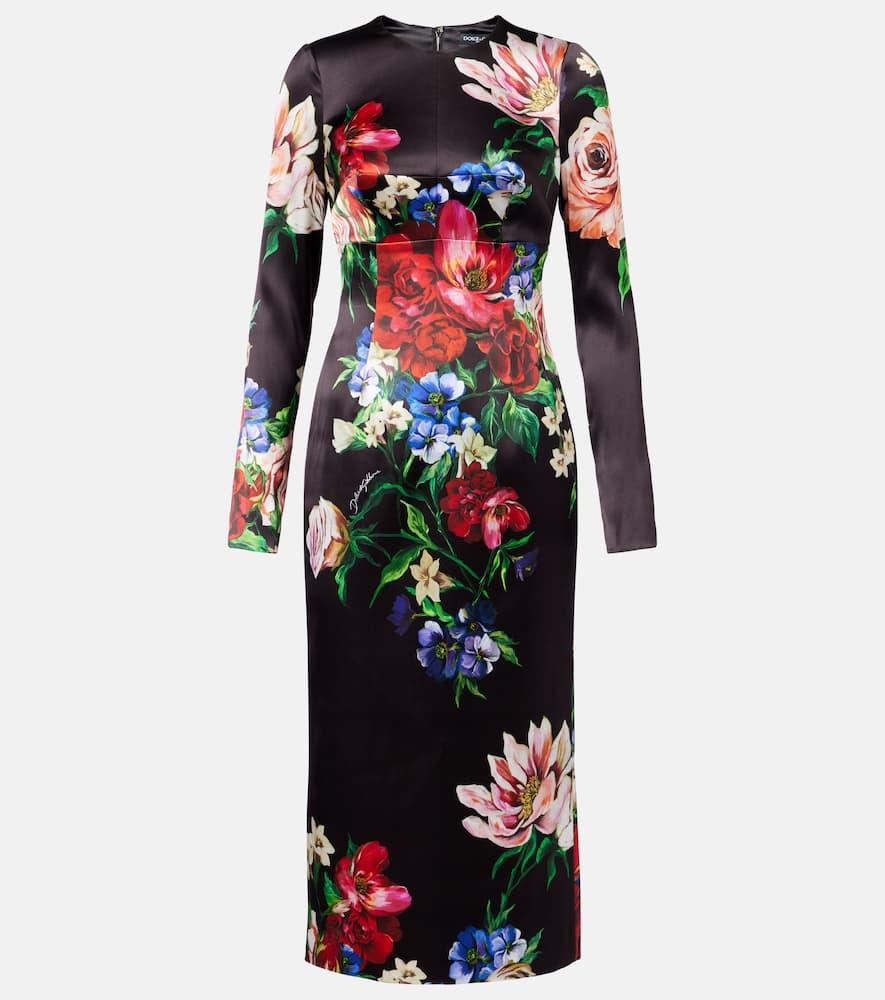 dolce & gabbana floral satin midi dress
