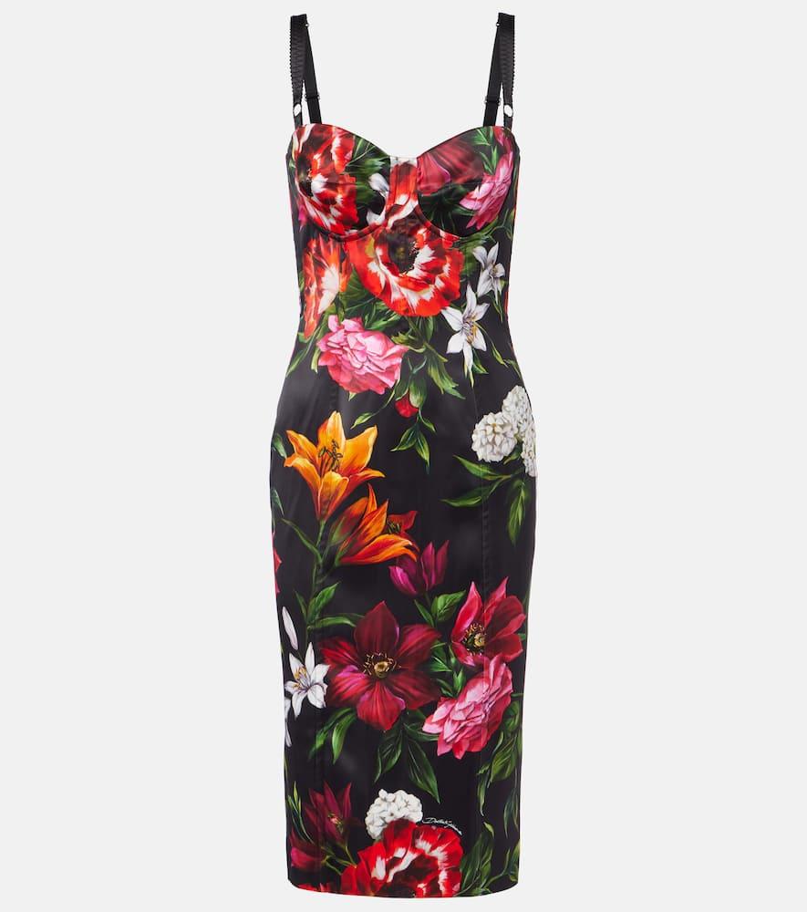 dolce & gabbana floral satin midi dress