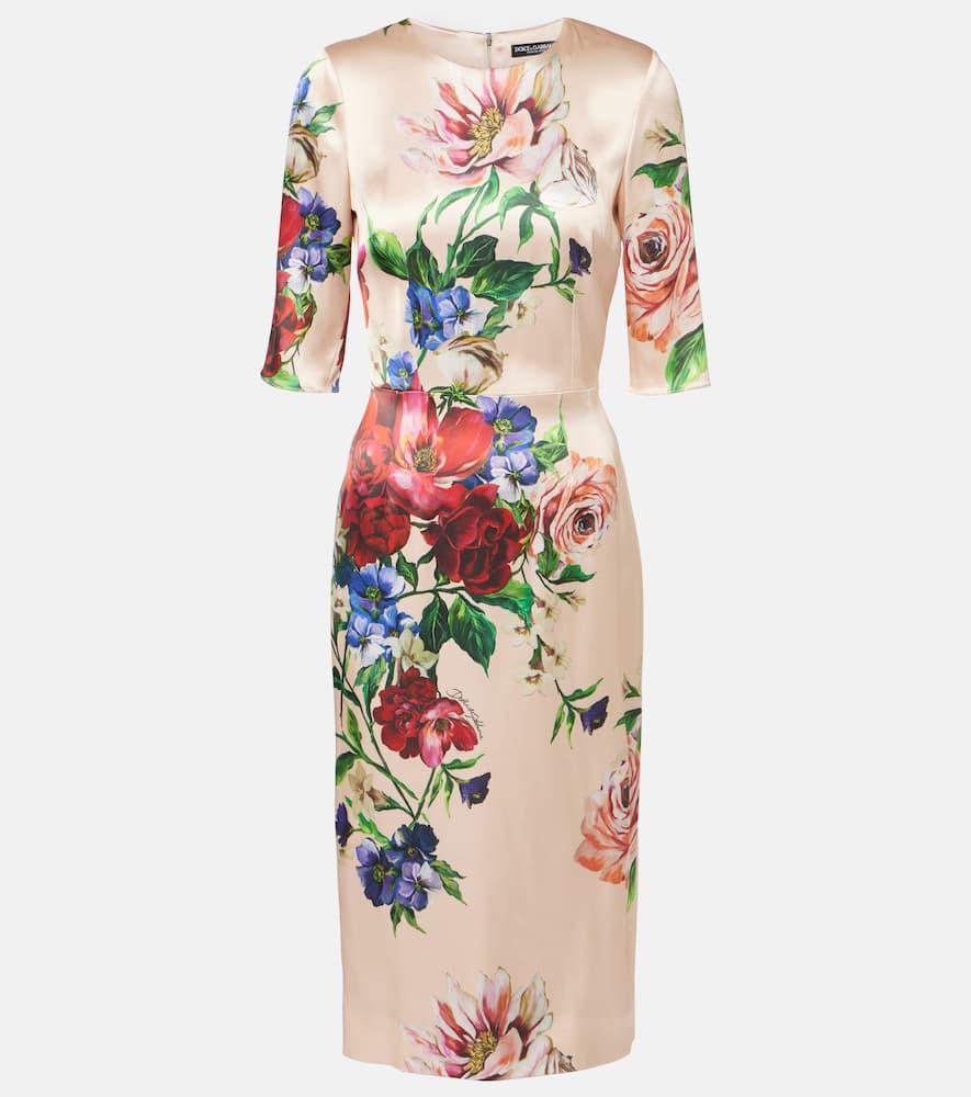 dolce & gabbana floral satin midi dress