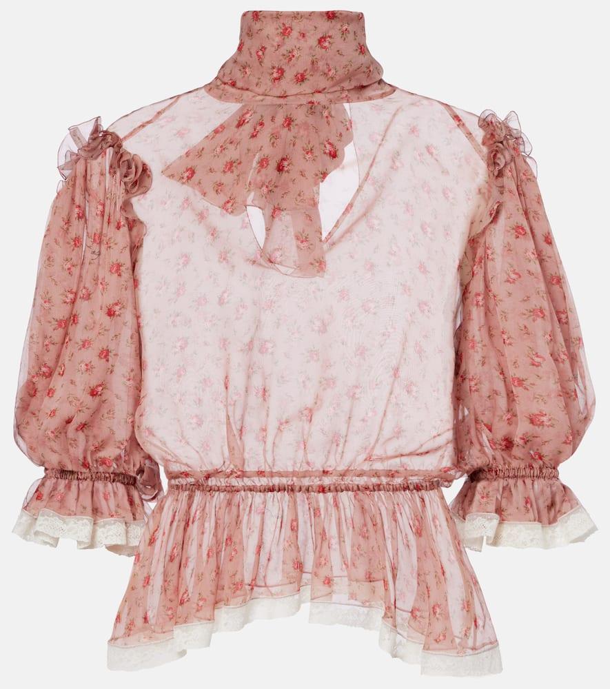 dolce & gabbana floral silk and cotton chiffon blouse