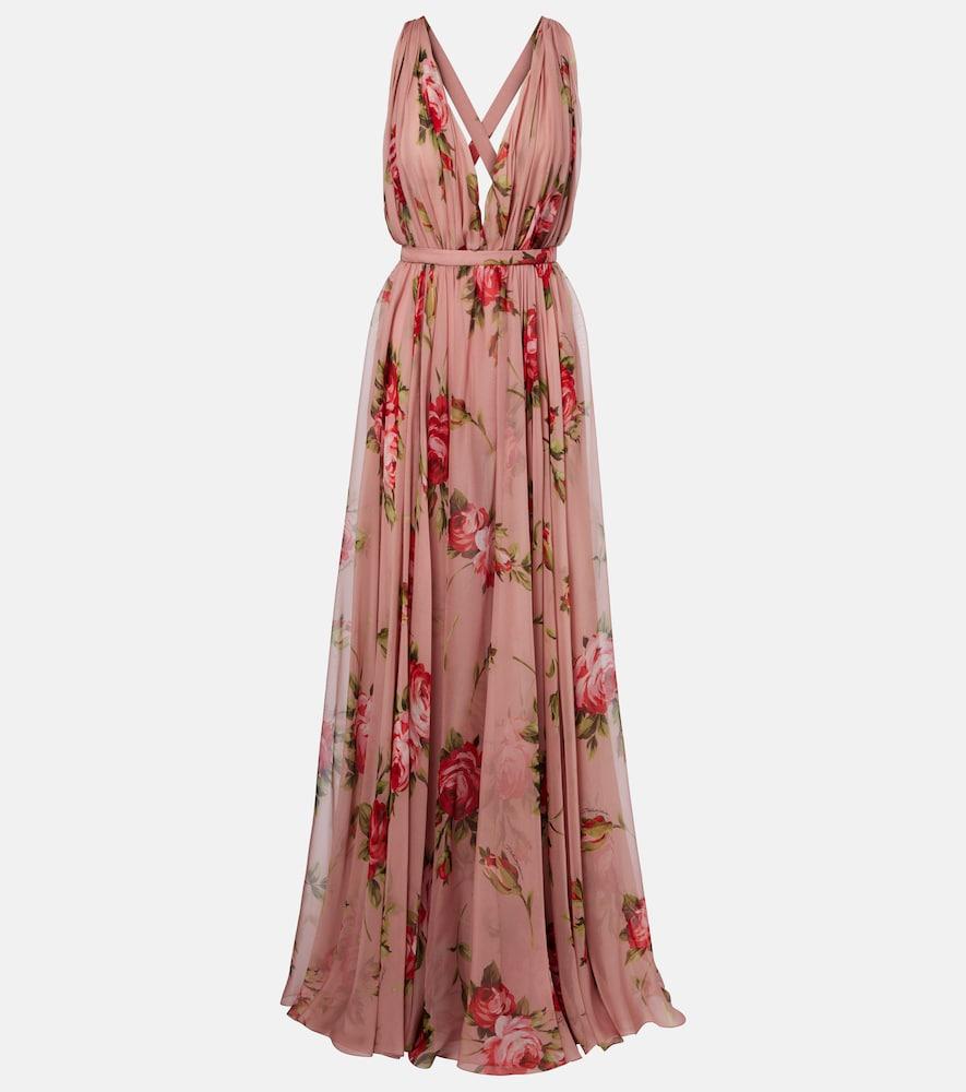 dolce & gabbana floral silk chiffon gown