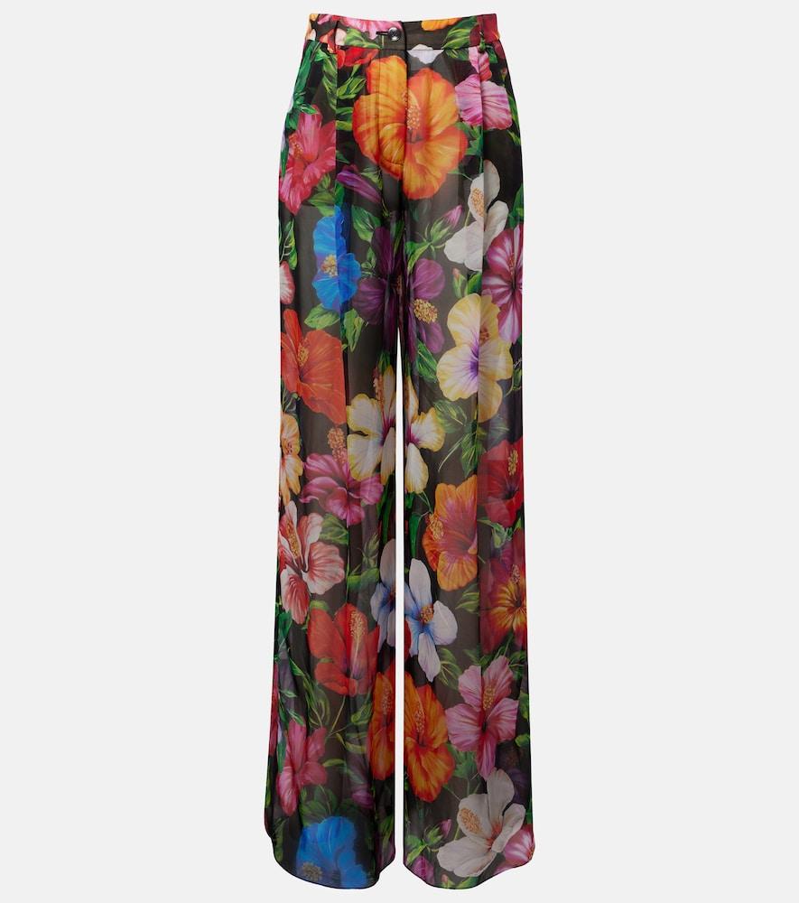 dolce & gabbana floral silk chiffon wide