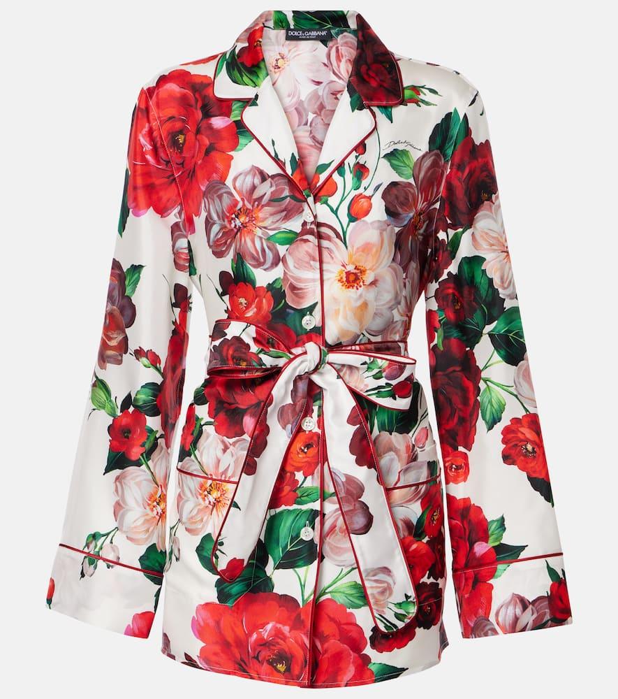 dolce & gabbana floral silk satin shirt