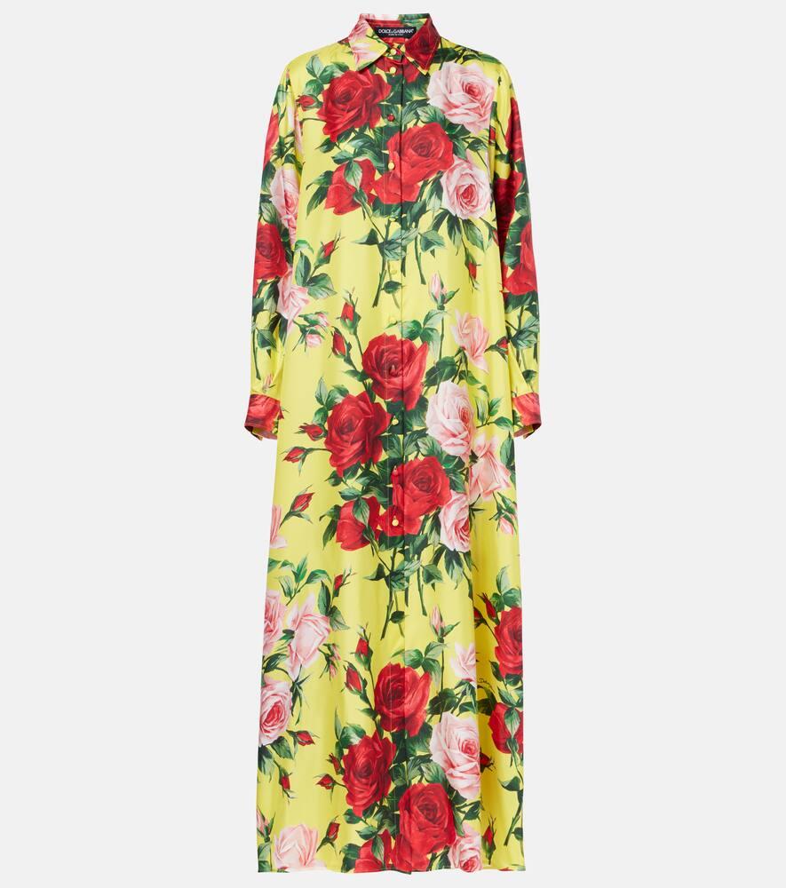 dolce & gabbana floral silk shirt dress