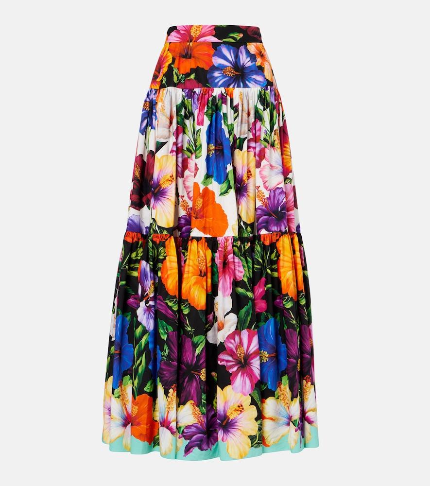 dolce & gabbana floral tiered cotton maxi skirt