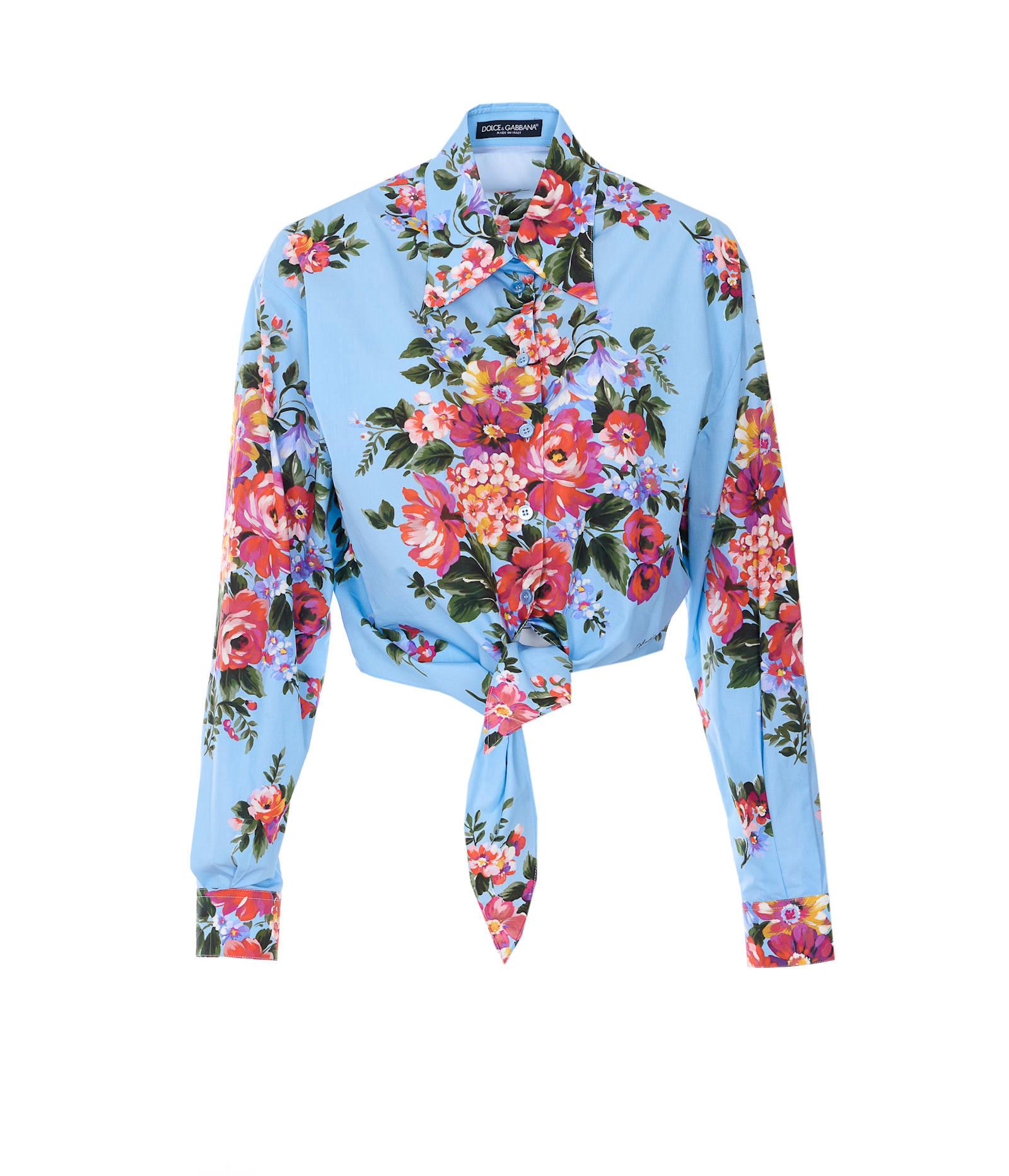 dolce & gabbana flower bouquet print cropped shirt