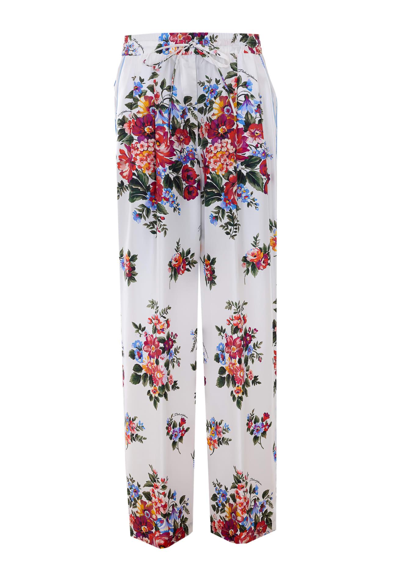 dolce & gabbana flower bouquet print pants