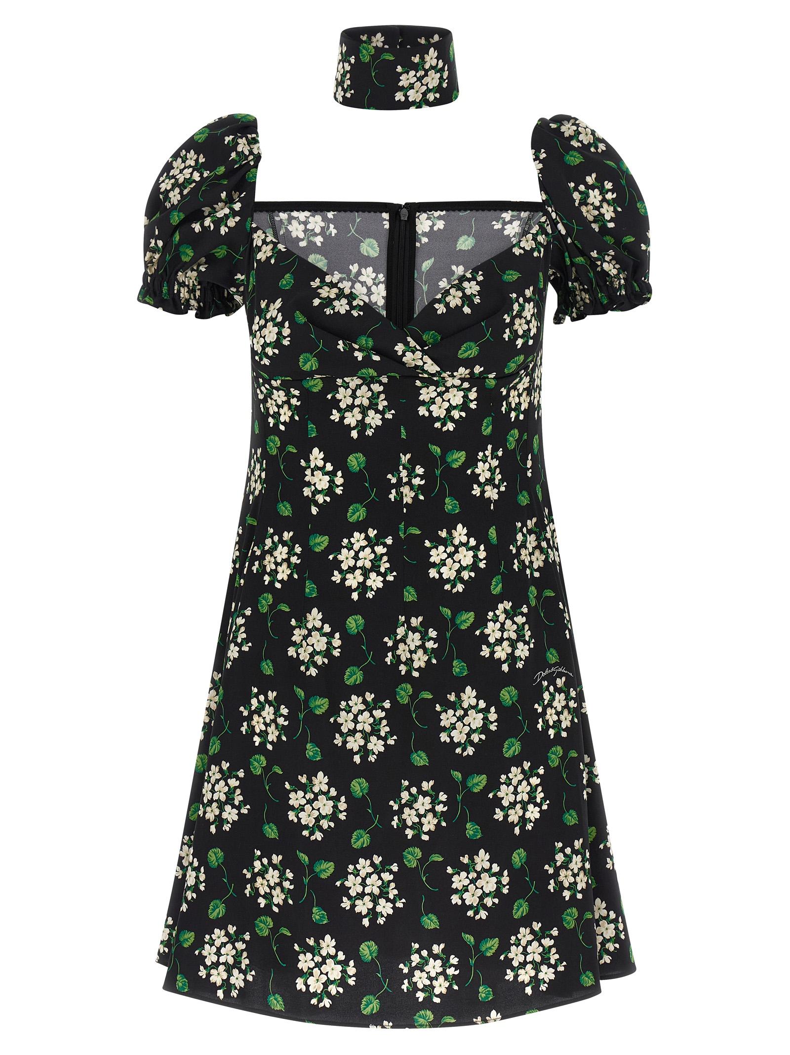 dolce & gabbana flower print dress black - women