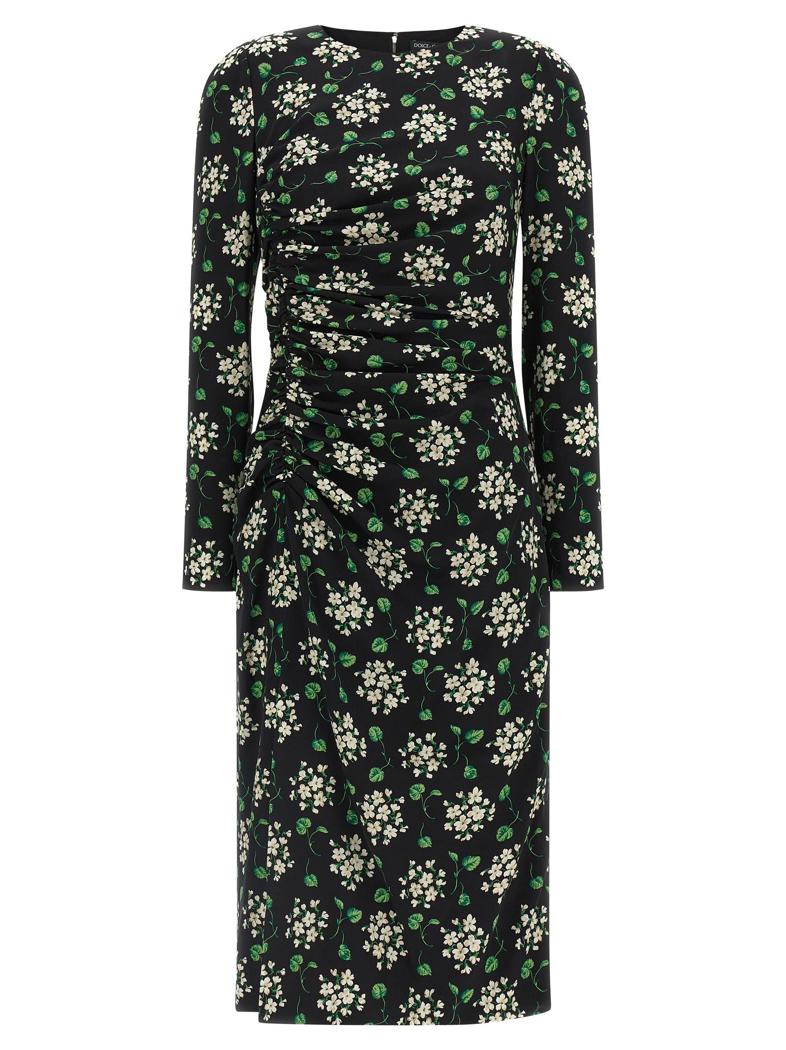 dolce & gabbana flower print dress black yes elastane - women