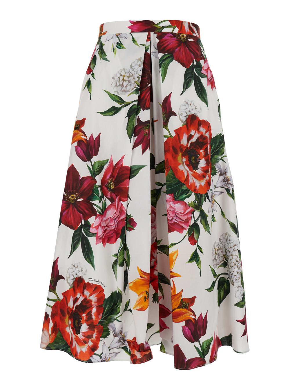 dolce & gabbana flower print pleated skirt