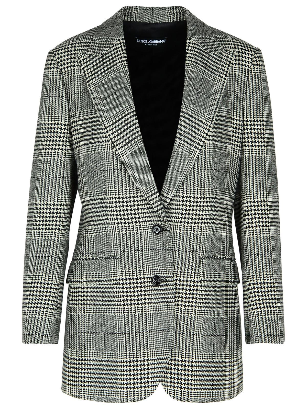 dolce & gabbana grey virgin wool blend blazer