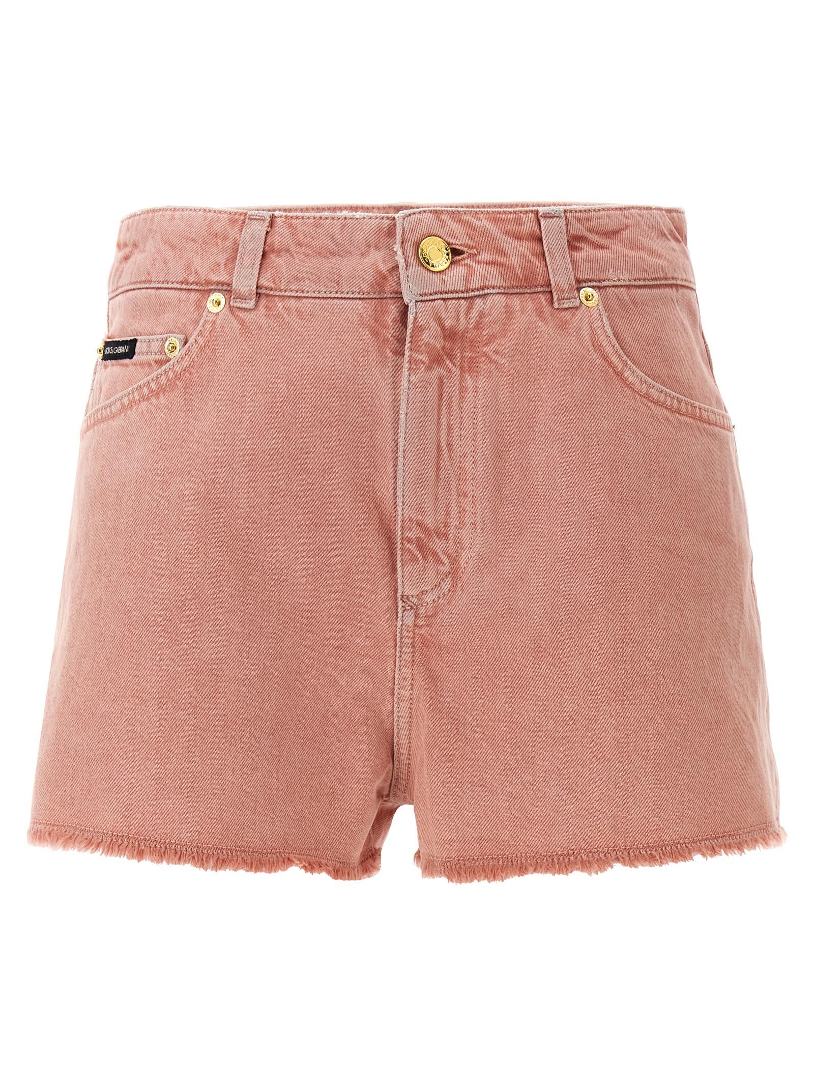 dolce & gabbana high waist shorts pink cotton bermuda - women