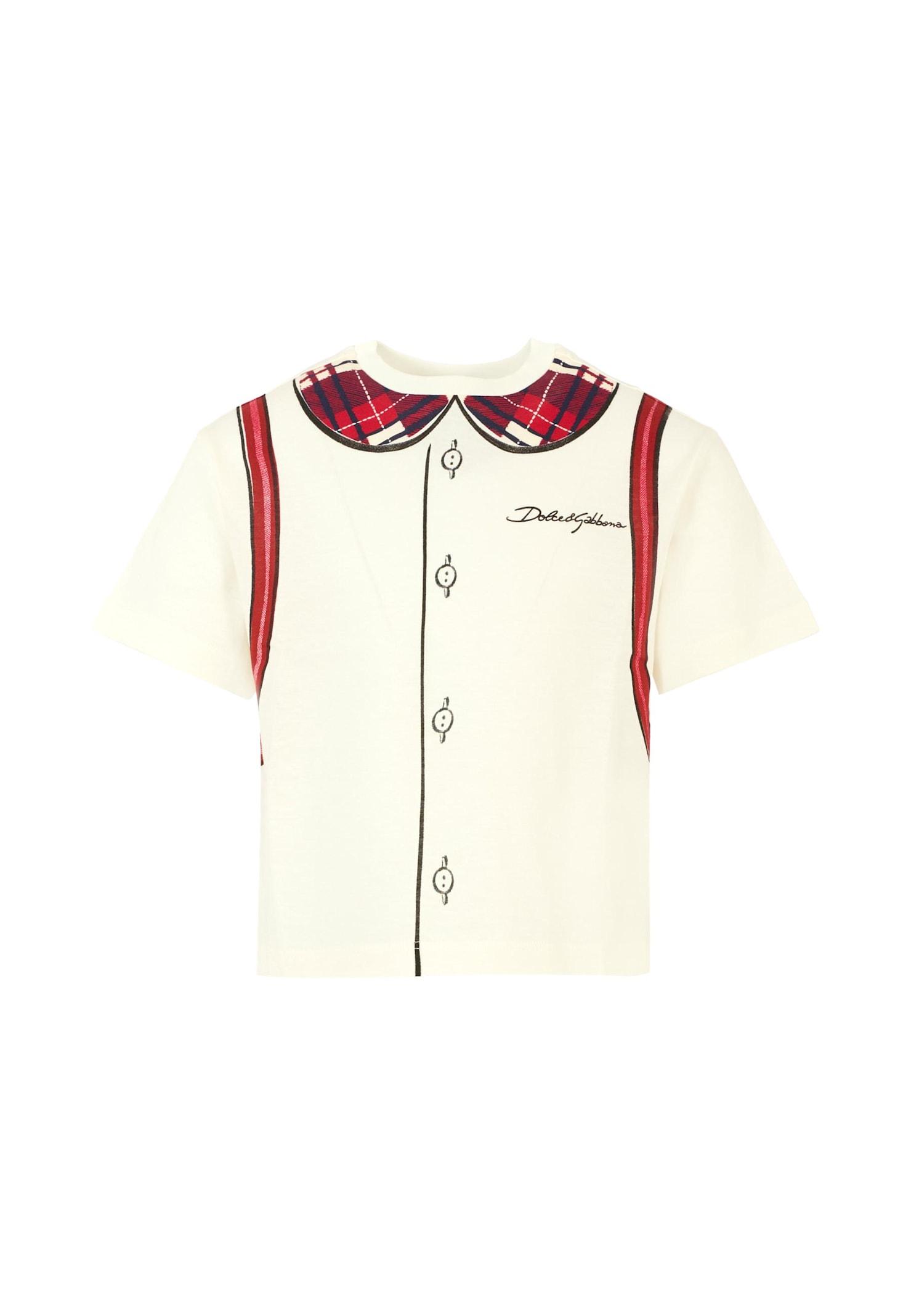 dolce & gabbana ivory t-shirt for girl with logo