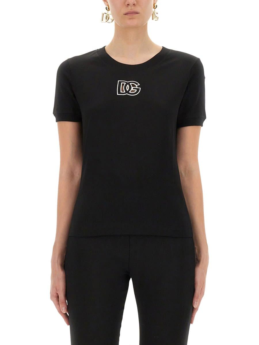 dolce & gabbana jersey t-shirt with dg logo embroidery