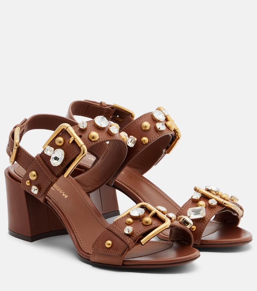 dolce & gabbana keira embellished leather sandals