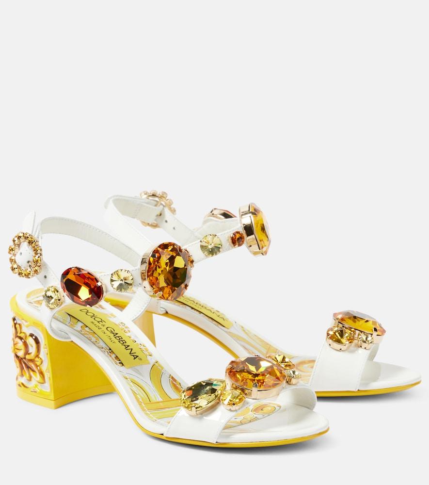 dolce & gabbana keira embellished patent leather sandals