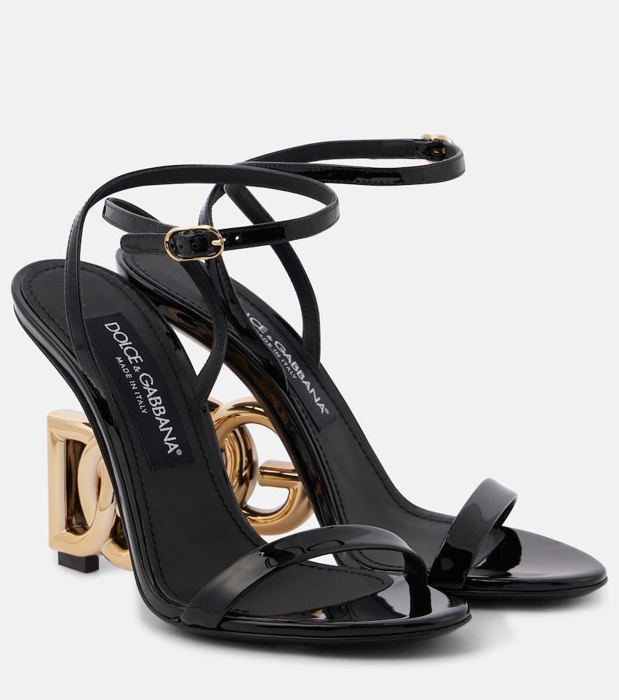 dolce & gabbana keira logo patent leather sandals