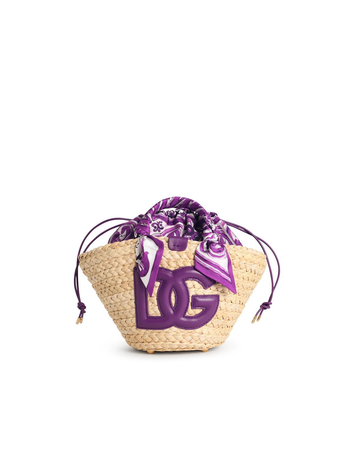 dolce & gabbana kendra purple leather blend bag