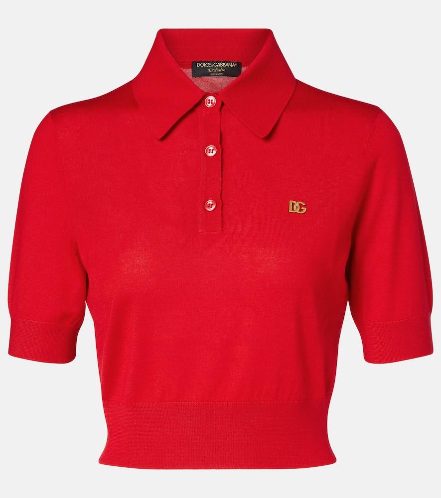 dolce & gabbana knitted cashmere and silk polo shirt