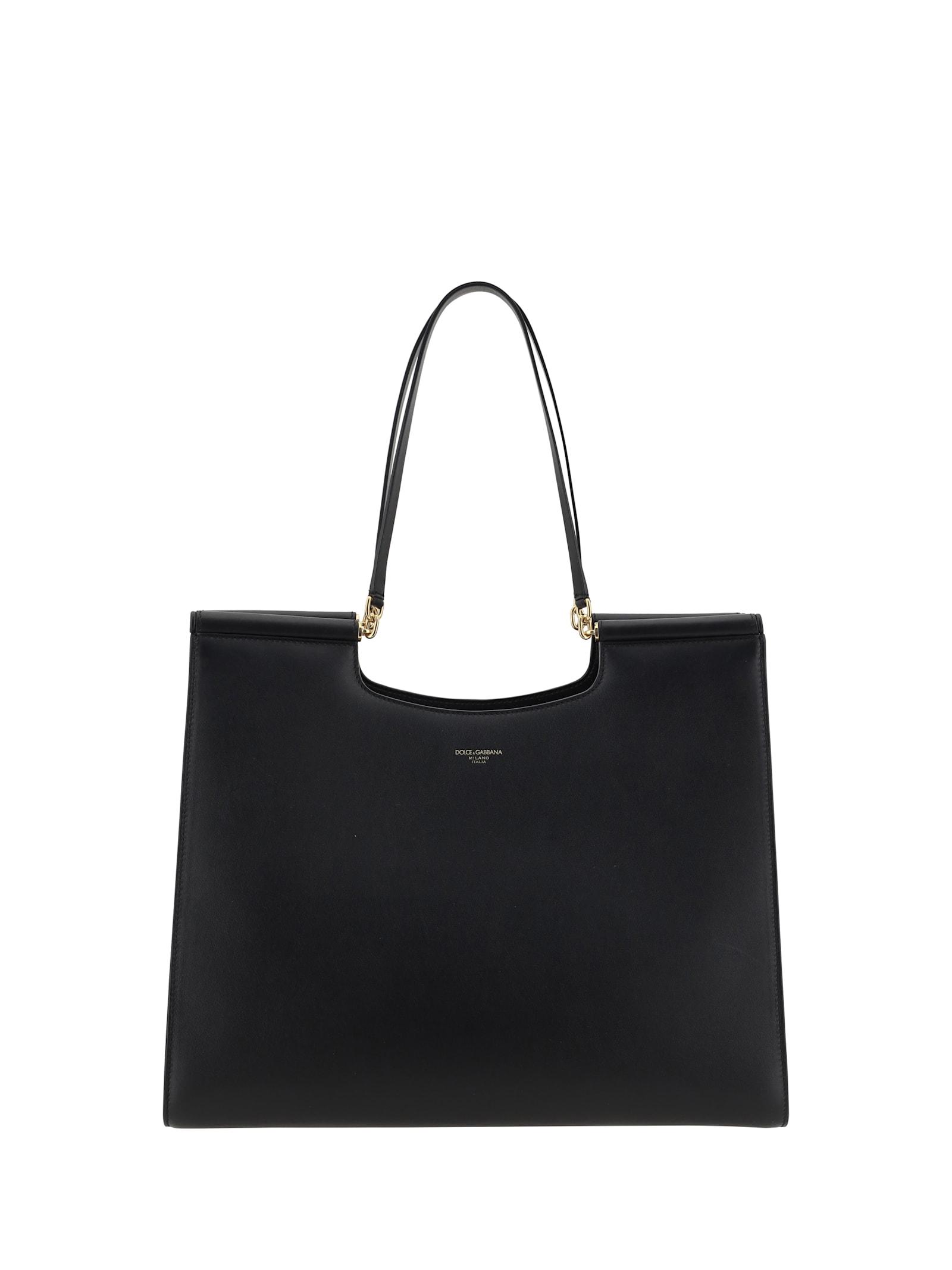 dolce & gabbana large black leather tote bag