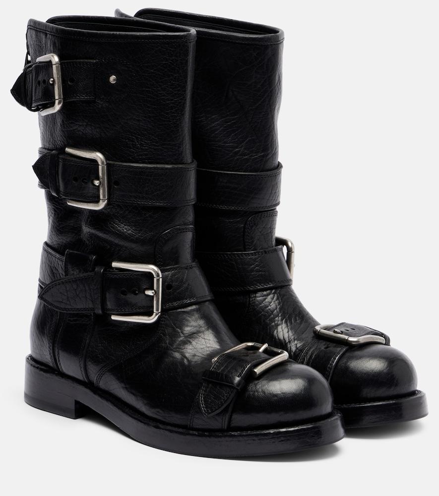 dolce & gabbana leather biker boots