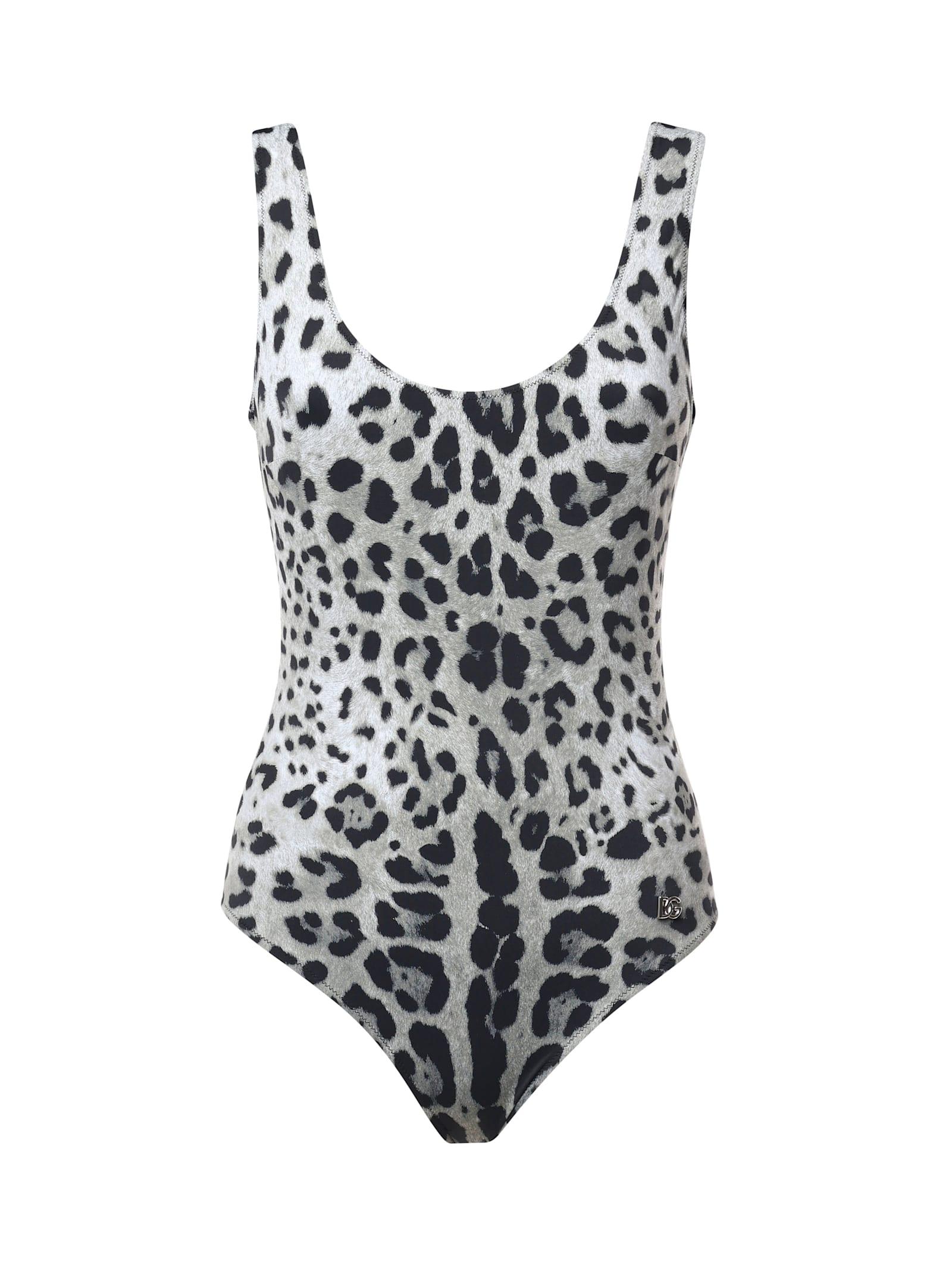 dolce & gabbana leopard print olympic one-piece swimsuit