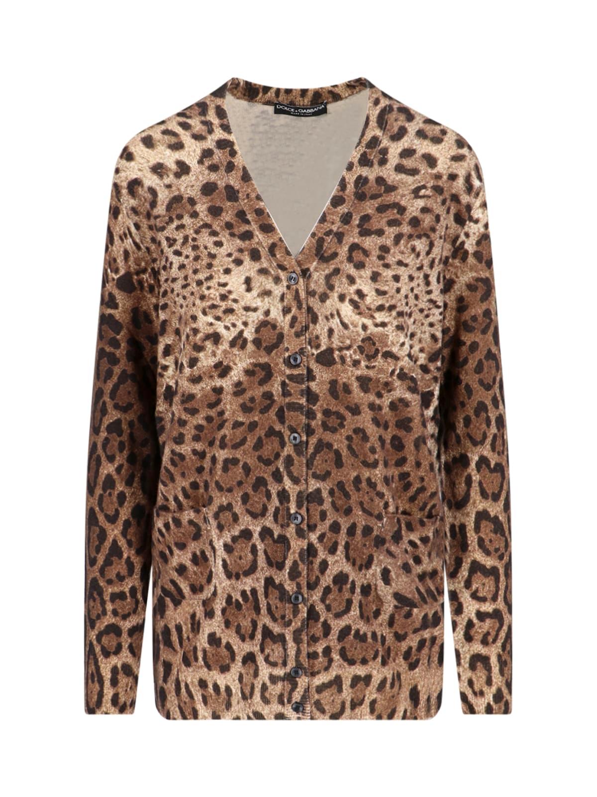 dolce & gabbana leopard printed cardigan