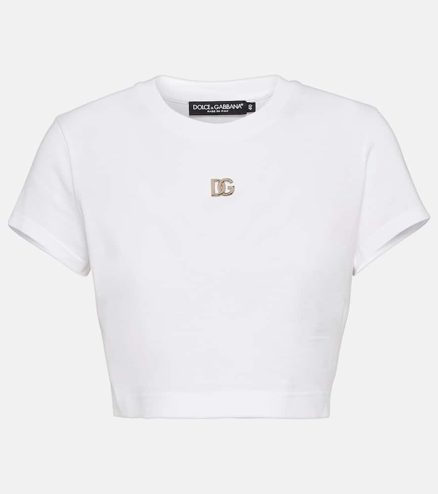 dolce & gabbana logo cotton jersey crop top