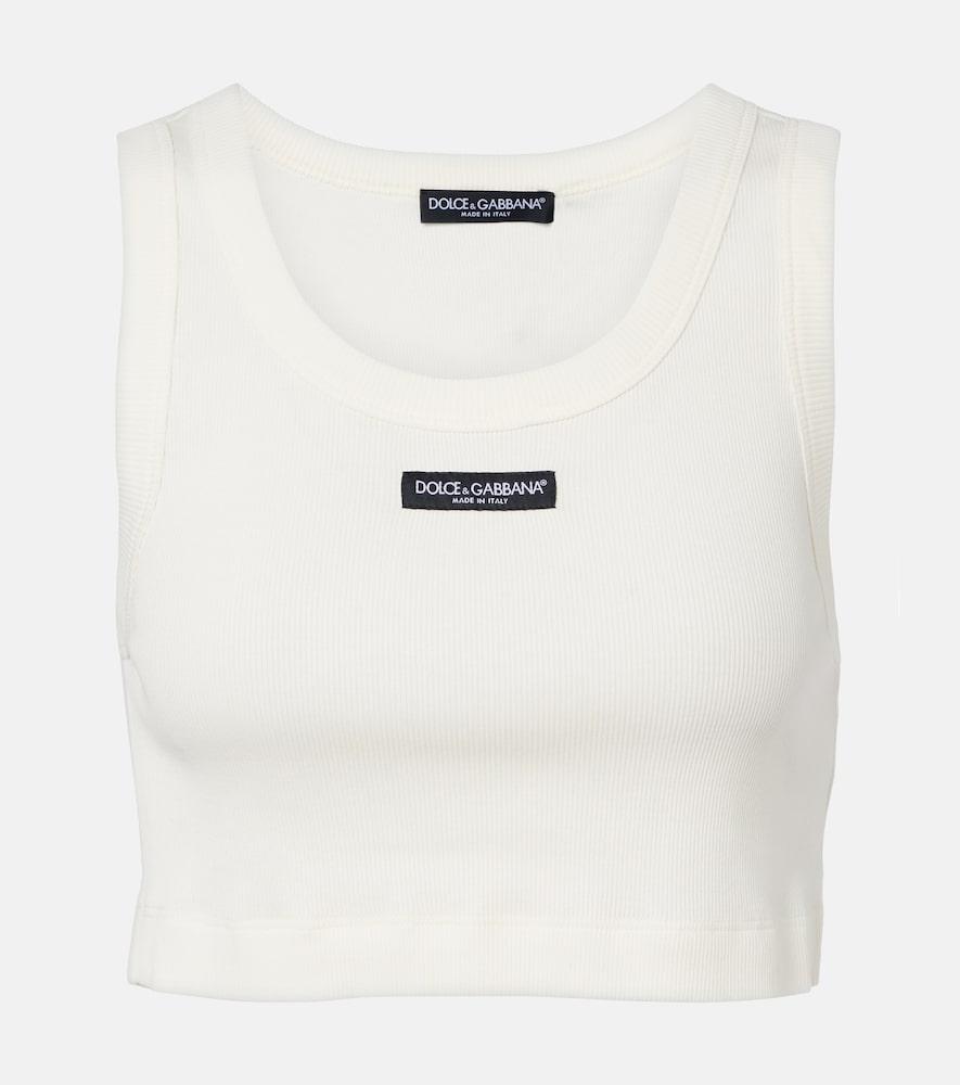 dolce & gabbana logo cotton jersey crop top