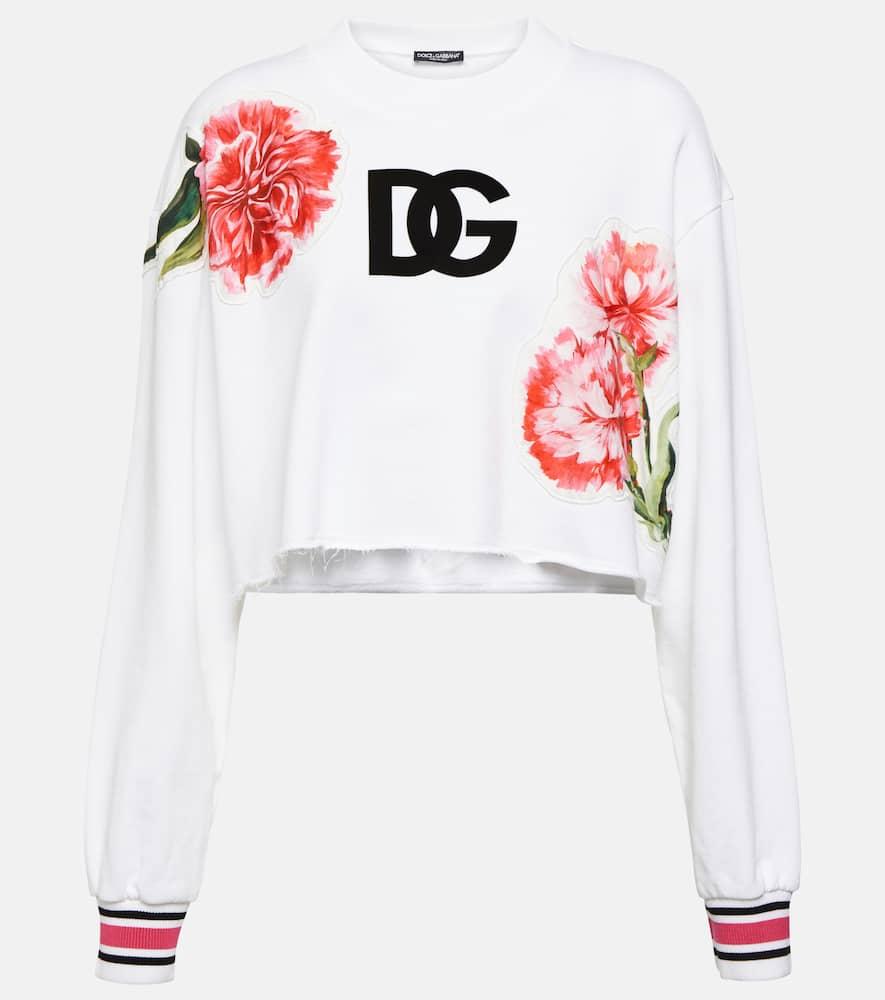 dolce & gabbana logo cropped cotton sweatshirt