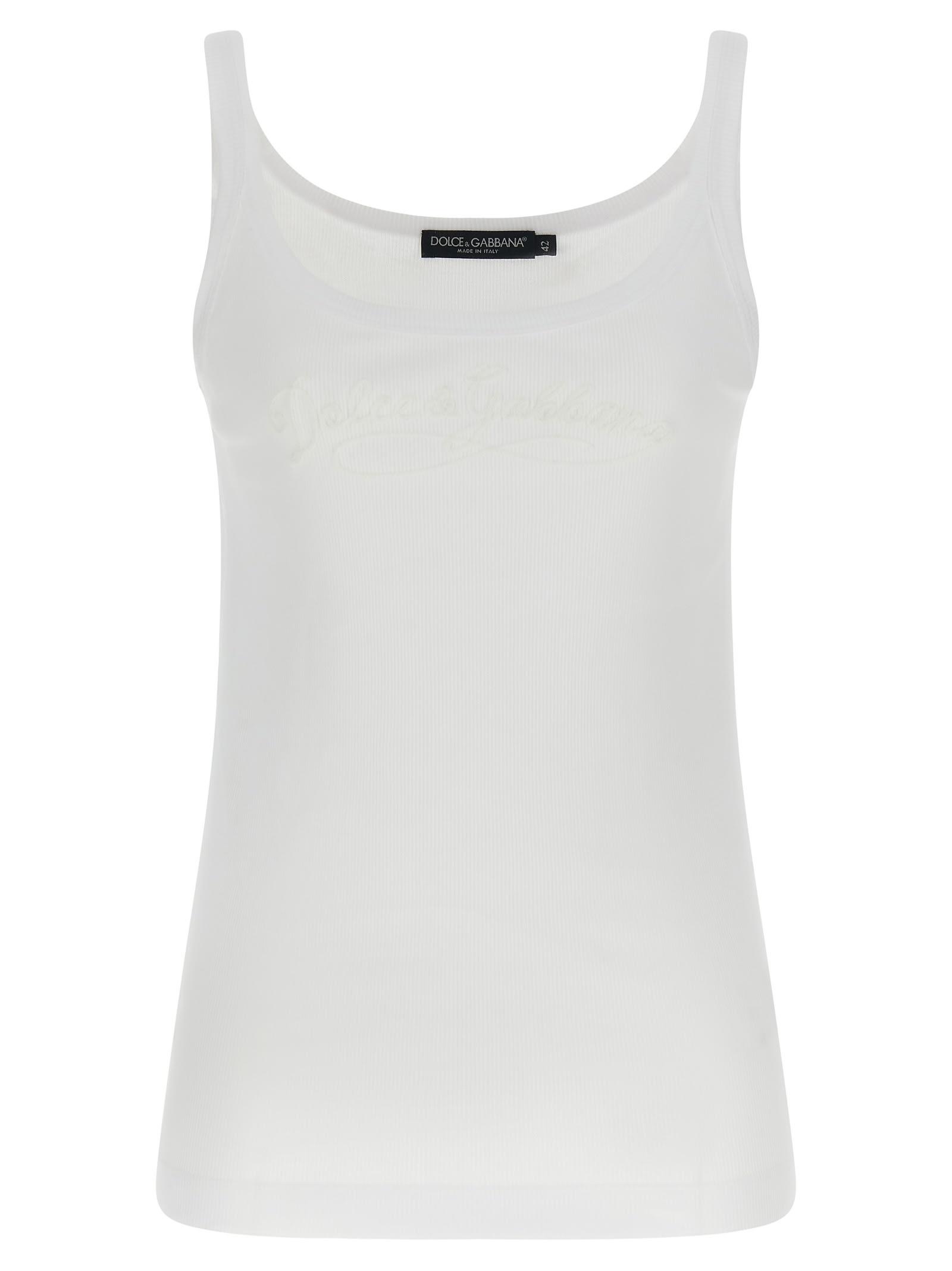 dolce & gabbana logo embroidery tank top